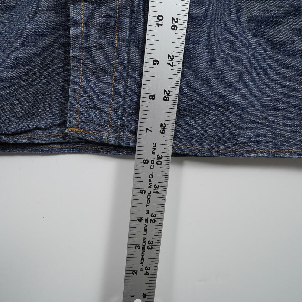 Vintage 70s Levi’s Orange Tab Denim Chore Work Shirt XL Made in USA Indigo - Picture 7 of 12